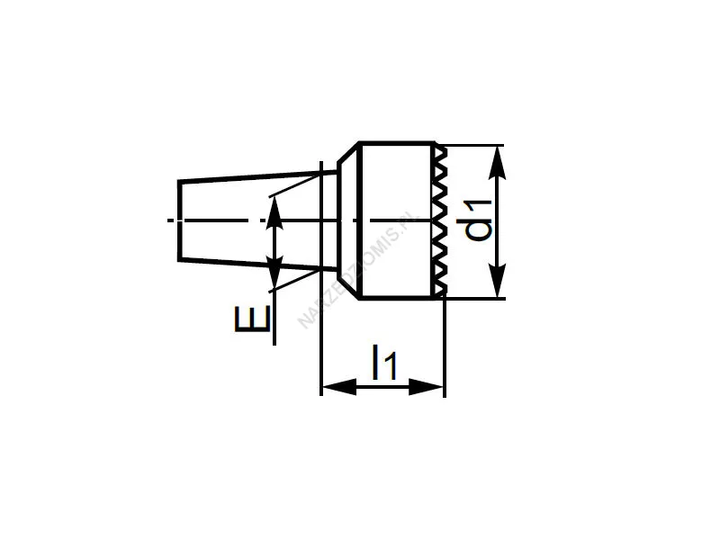 Rysunek techniczny: Końcówka wymienna do kła obrotowego z powierzchnią płaską z nacięciami: T.8854 MS2 - KOLNO